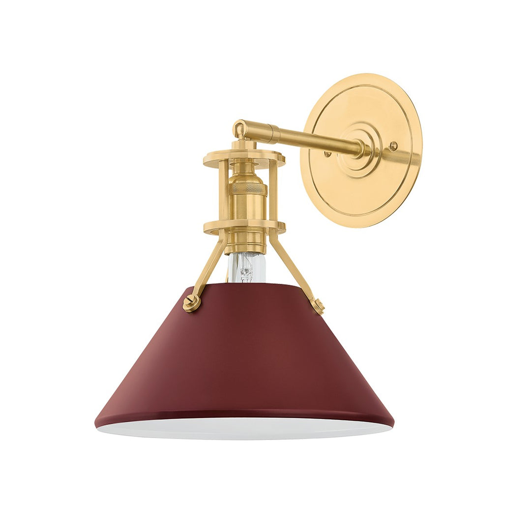 Painted No. 2 One Light Wall Sconce in Aged Brass/Soft Crimson - available from The Lighting Shoppe, trusted by Canadian homeowners
