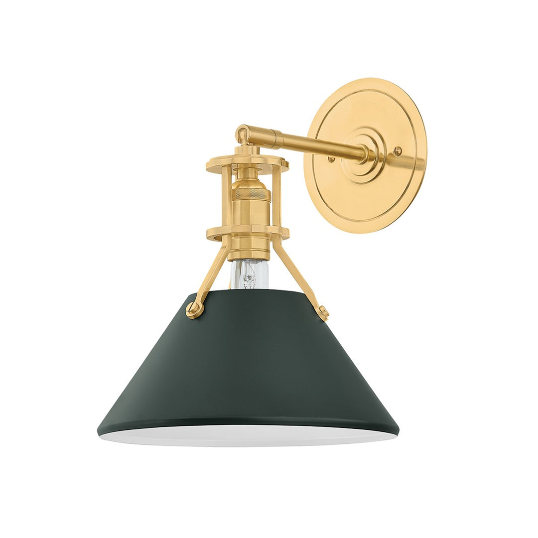 Painted No. 2 One Light Wall Sconce in Aged Brass/Soft Studio Green - available from The Lighting Shoppe, trusted by Canadian homeowners