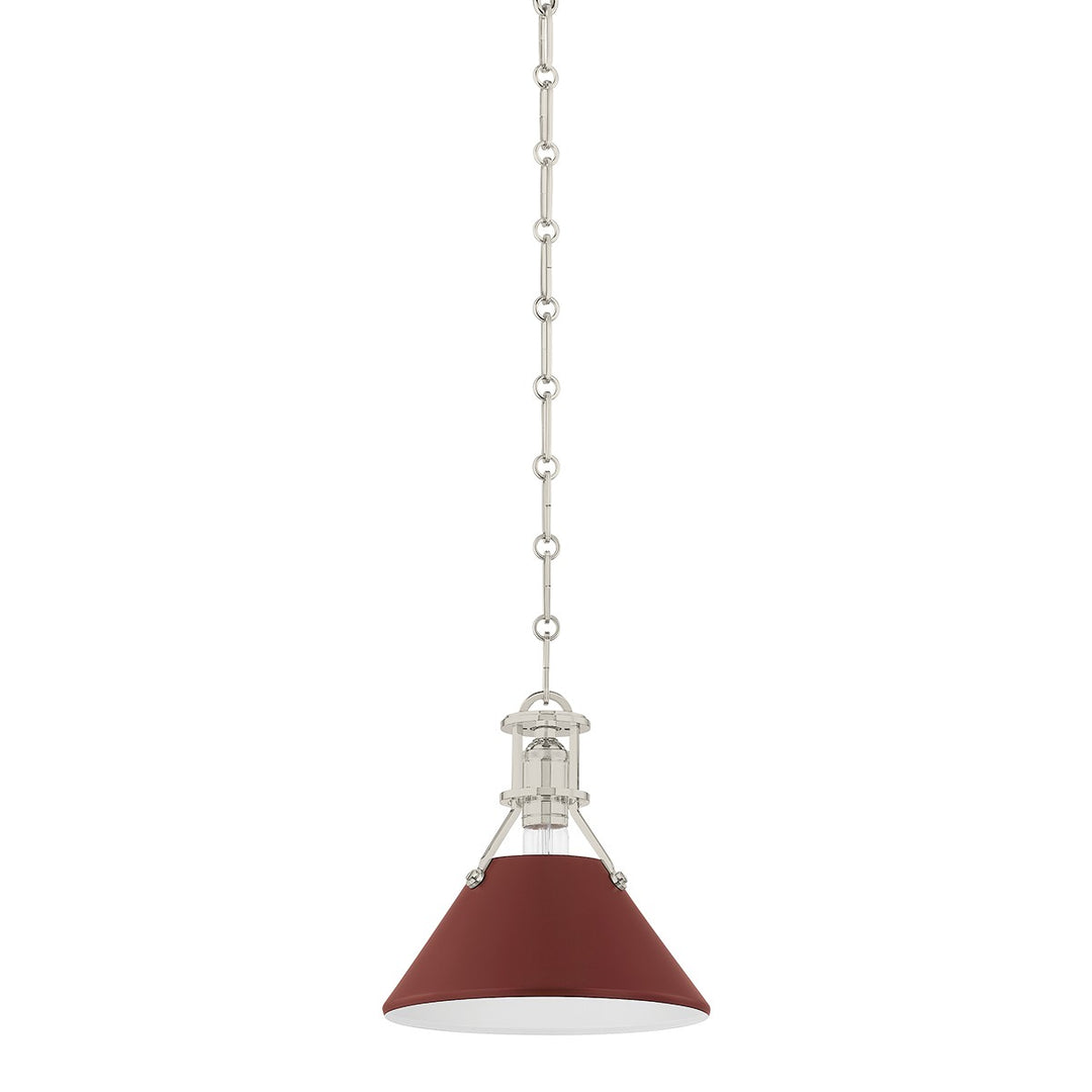 Painted No. 2 One Light Pendant in Polished Nickel/Soft Crimson - available from The Lighting Shoppe, trusted by Canadian homeowners