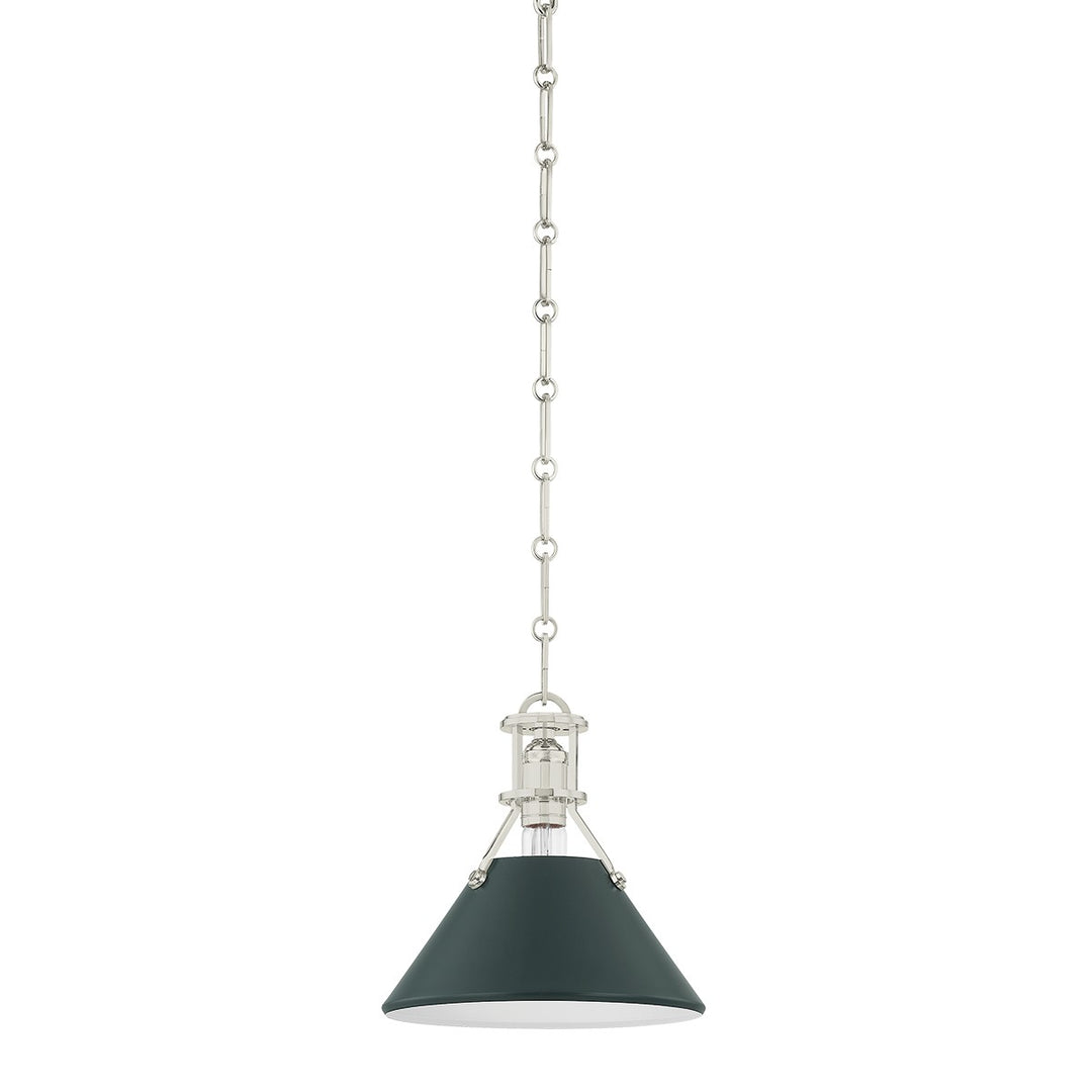 Painted No. 2 One Light Pendant in Polished Nickel/Soft Studio Green - available from The Lighting Shoppe, trusted by Canadian homeowners