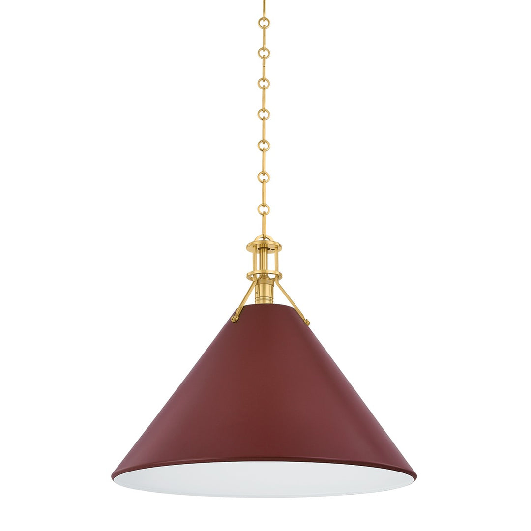 Painted No. 2 One Light Pendant in Aged Brass/Soft Crimson - available from The Lighting Shoppe, trusted by Canadian homeowners