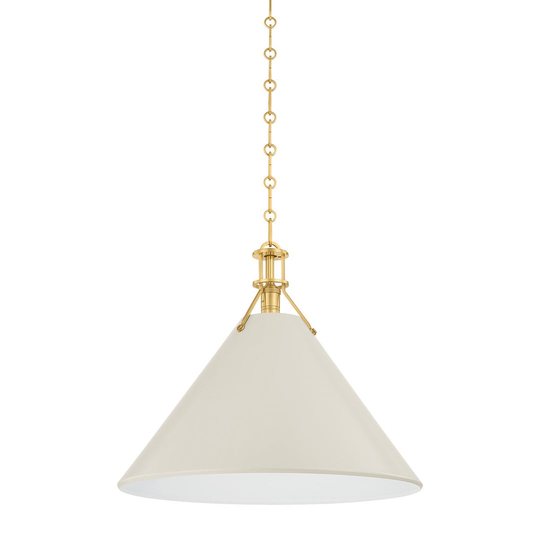 Painted No. 2 One Light Pendant in Aged Brass/Off-White - available from The Lighting Shoppe, trusted by Canadian homeowners