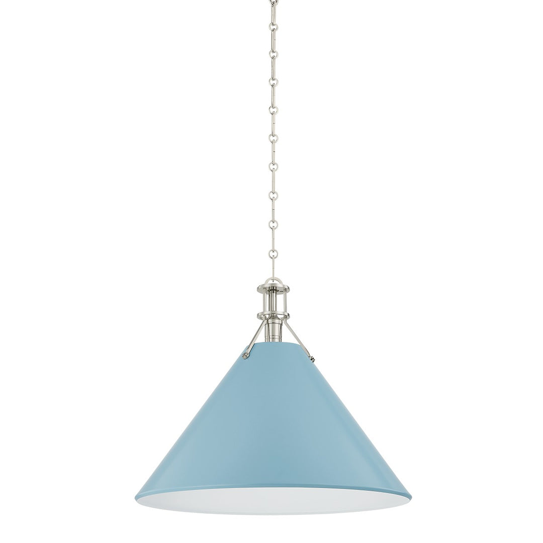 Painted No. 2 One Light Pendant in Polished Nickel/Blue Bird - available from The Lighting Shoppe, trusted by Canadian homeowners