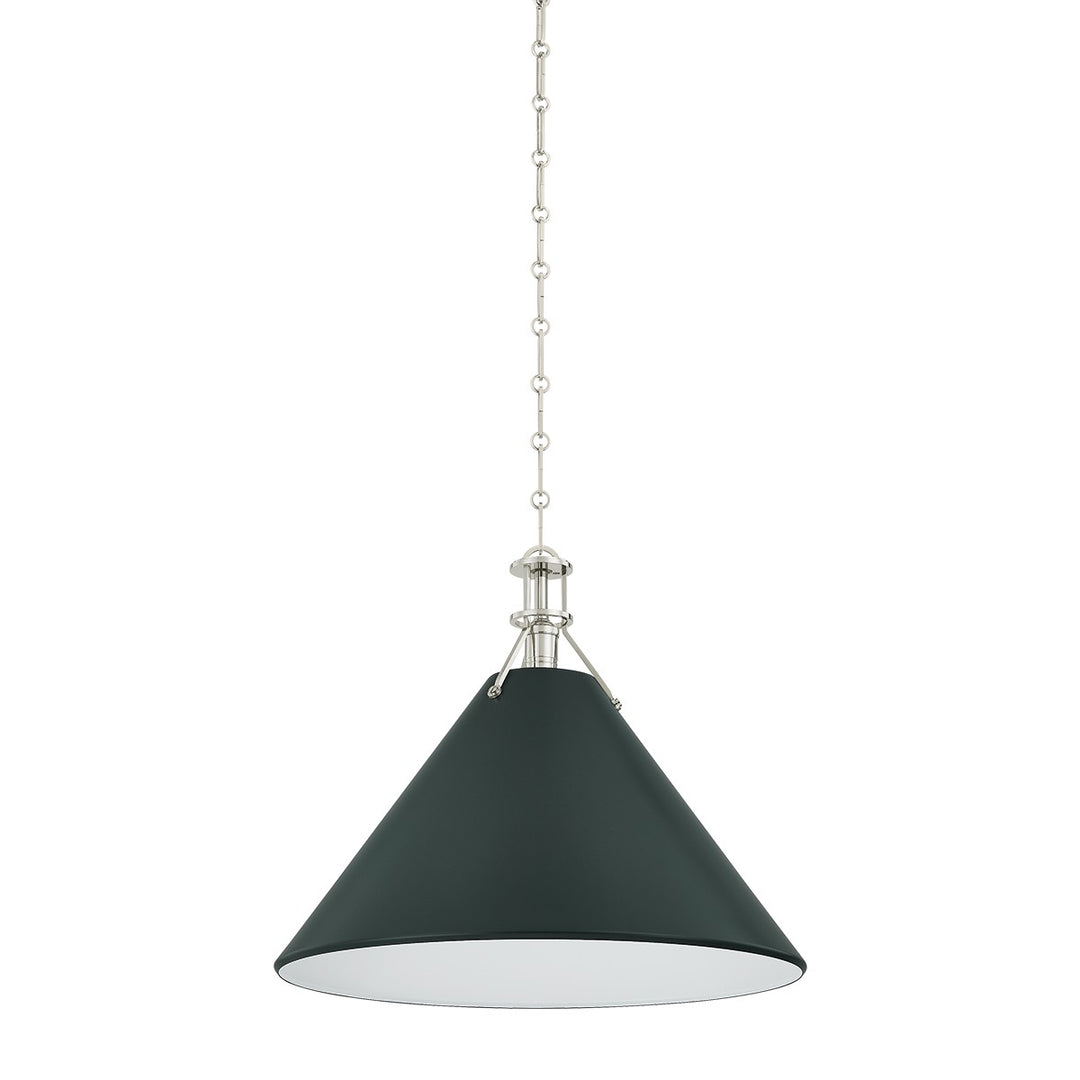 Painted No. 2 One Light Pendant in Polished Nickel/Soft Studio Green - available from The Lighting Shoppe, trusted by Canadian homeowners