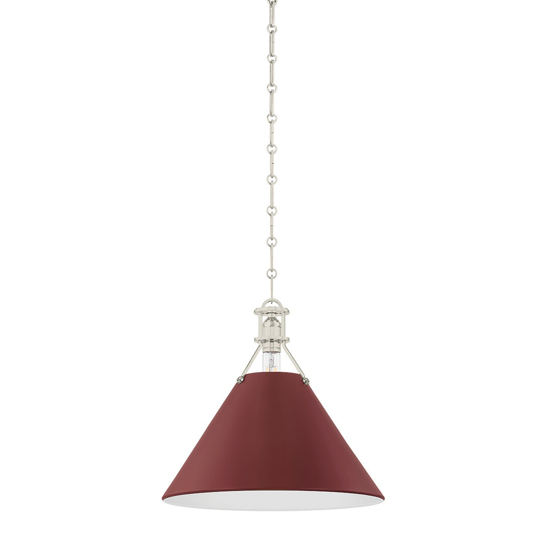 Painted No. 2 One Light Pendant in Polished Nickel/Soft Crimson - available from The Lighting Shoppe, trusted by Canadian homeowners