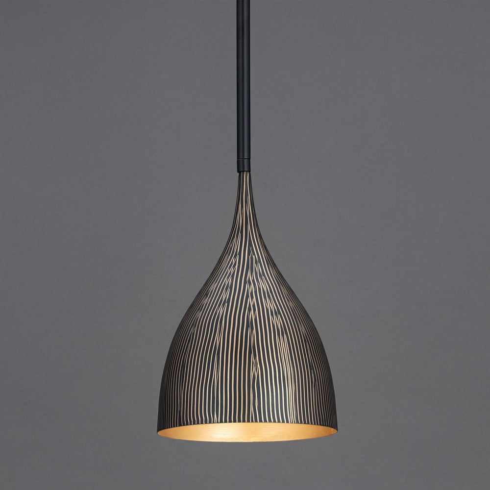Maxim - 10911BKGLD - One Light Mini Pendant - Fleur - Black / Gold