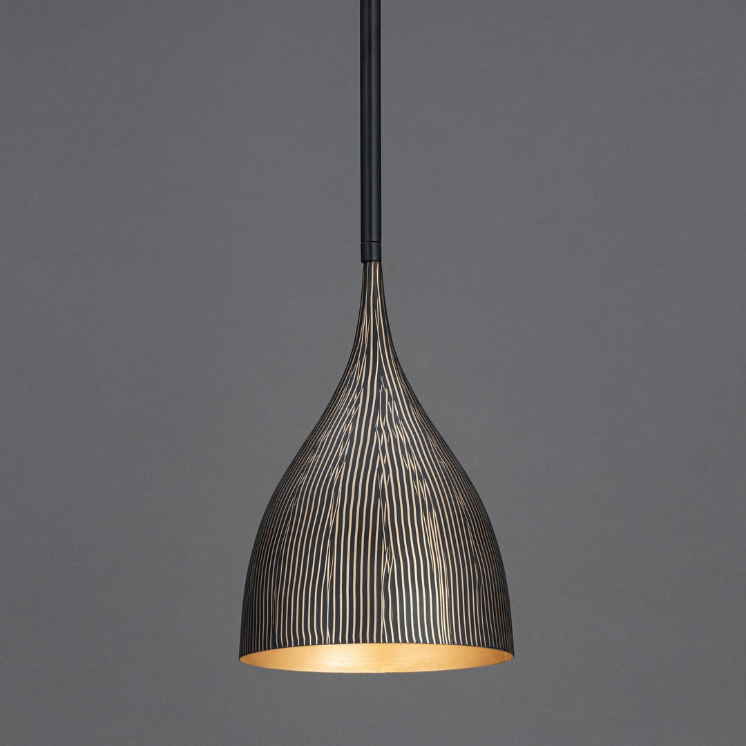 Maxim - 10911BKGLD - One Light Mini Pendant - Fleur - Black / Gold