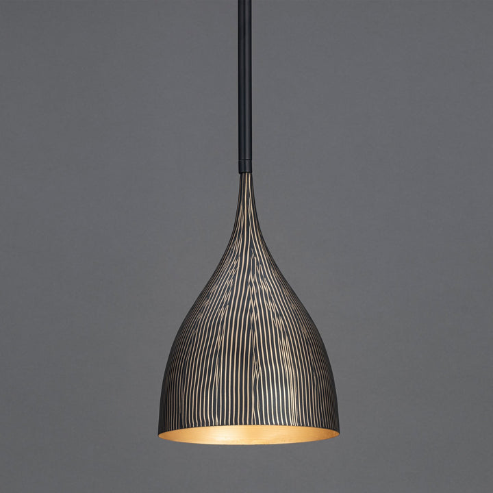 Maxim - 10911BKGLD - One Light Mini Pendant - Fleur - Black / Gold