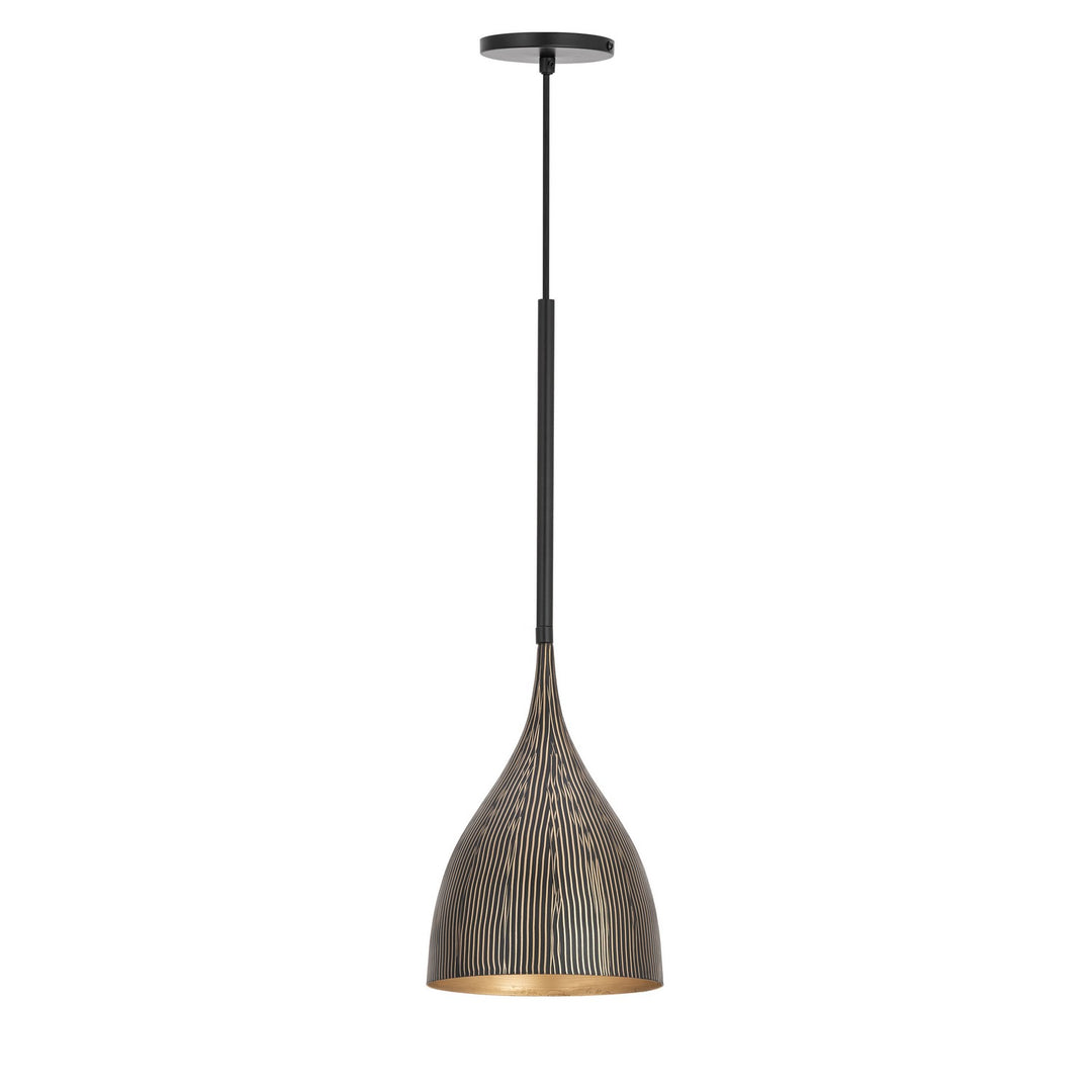 Maxim - 10911BKGLD - One Light Mini Pendant - Fleur - Black / Gold