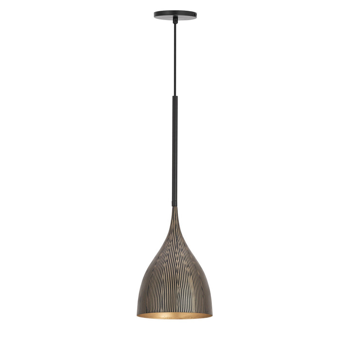 Maxim - 10911BKGLD - One Light Mini Pendant - Fleur - Black / Gold
