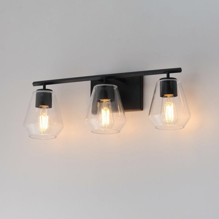 Maxim - 21333CLBK - Three Light Bath Vanity - Geode - Black