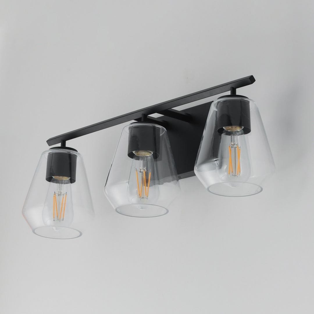 Maxim - 21333CLBK - Three Light Bath Vanity - Geode - Black