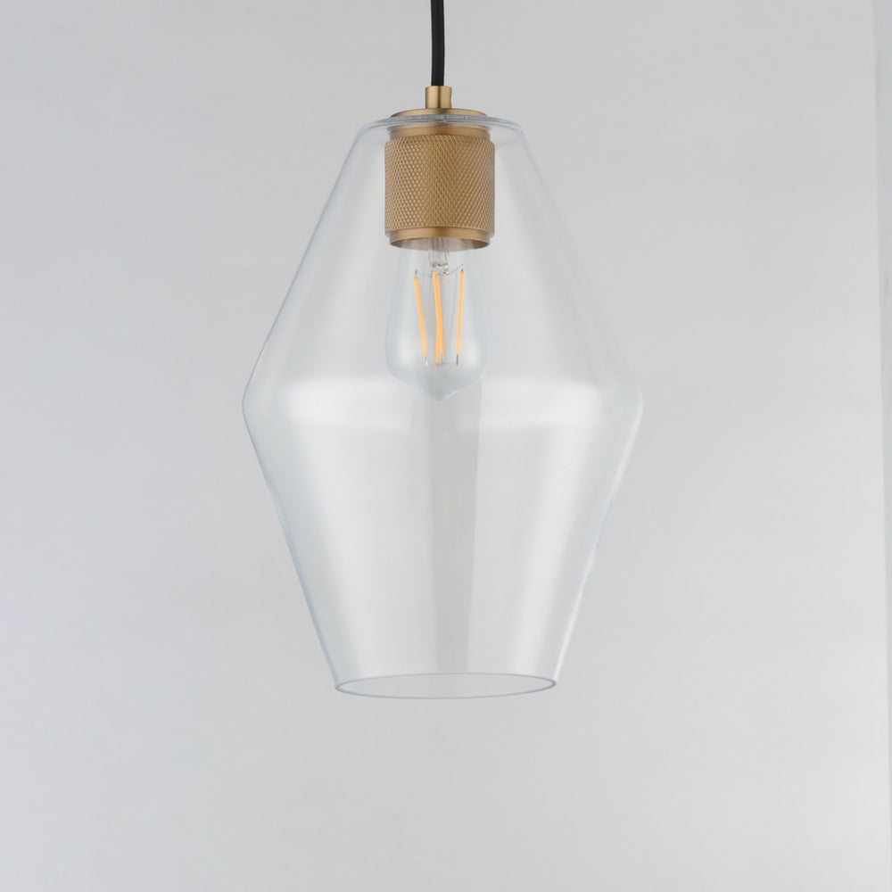 Maxim - 21335CLNAB - One Light Mini Pendant - Geode - Natural Aged Brass