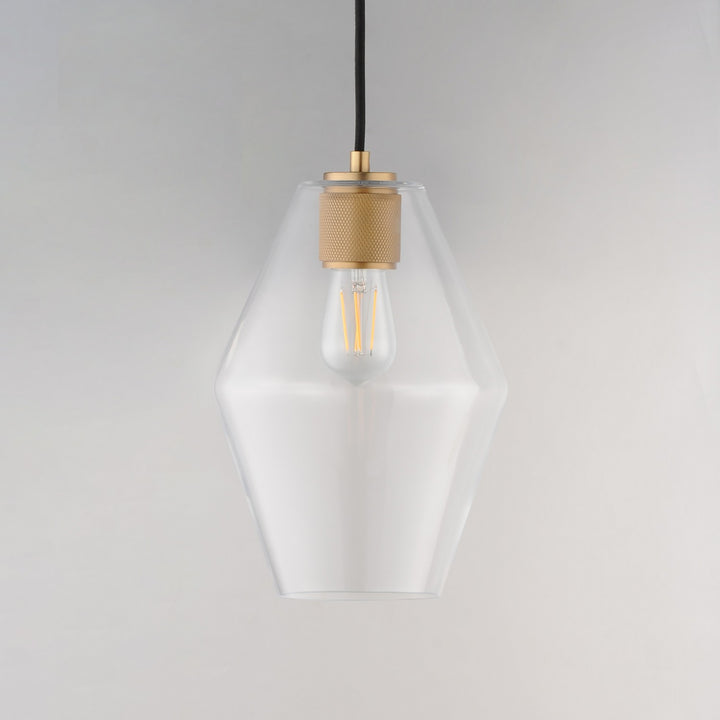 Maxim - 21335CLNAB - One Light Mini Pendant - Geode - Natural Aged Brass