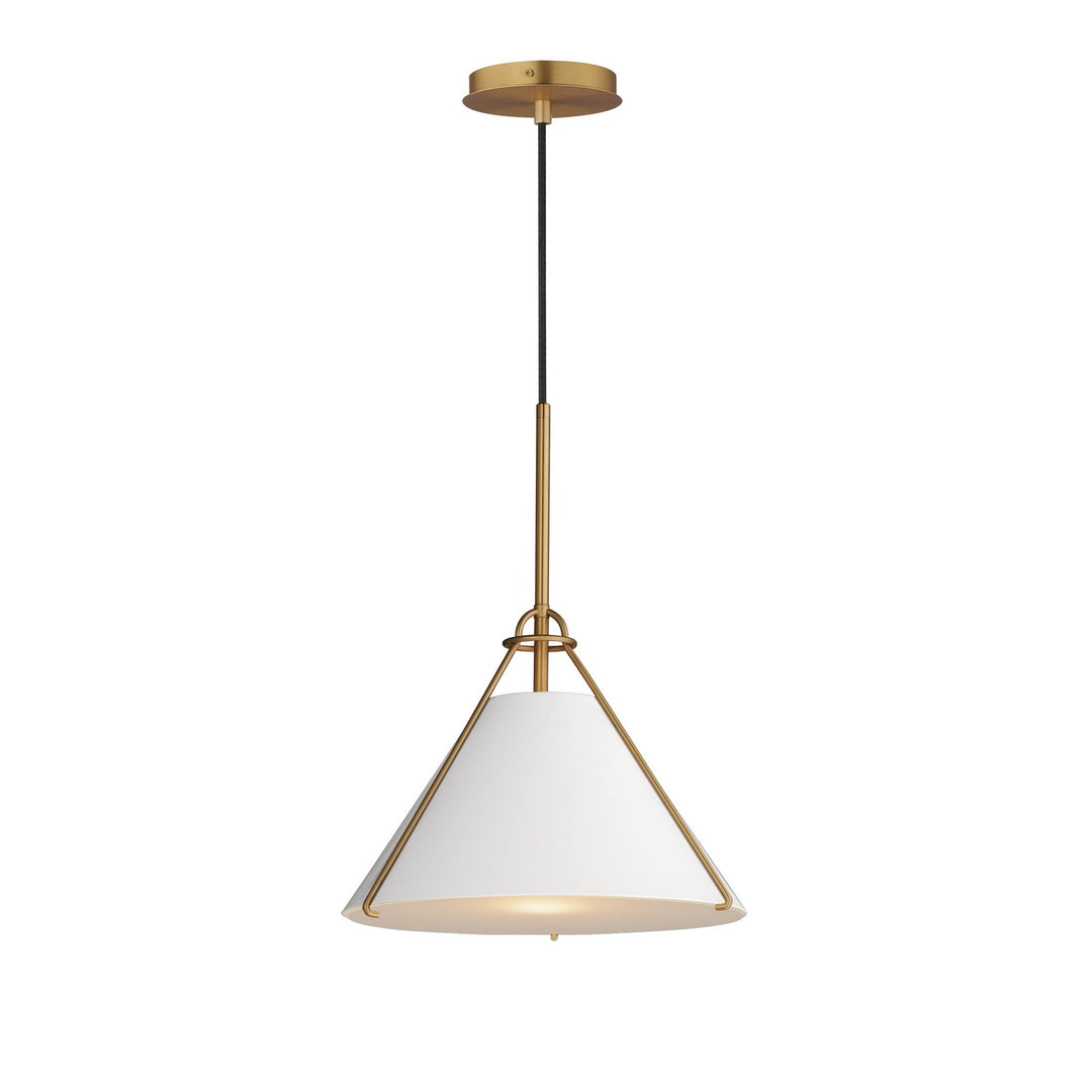 Maxim - 25229WTNAB - One Light Pendant - Lucas - White/Natural Aged Brass