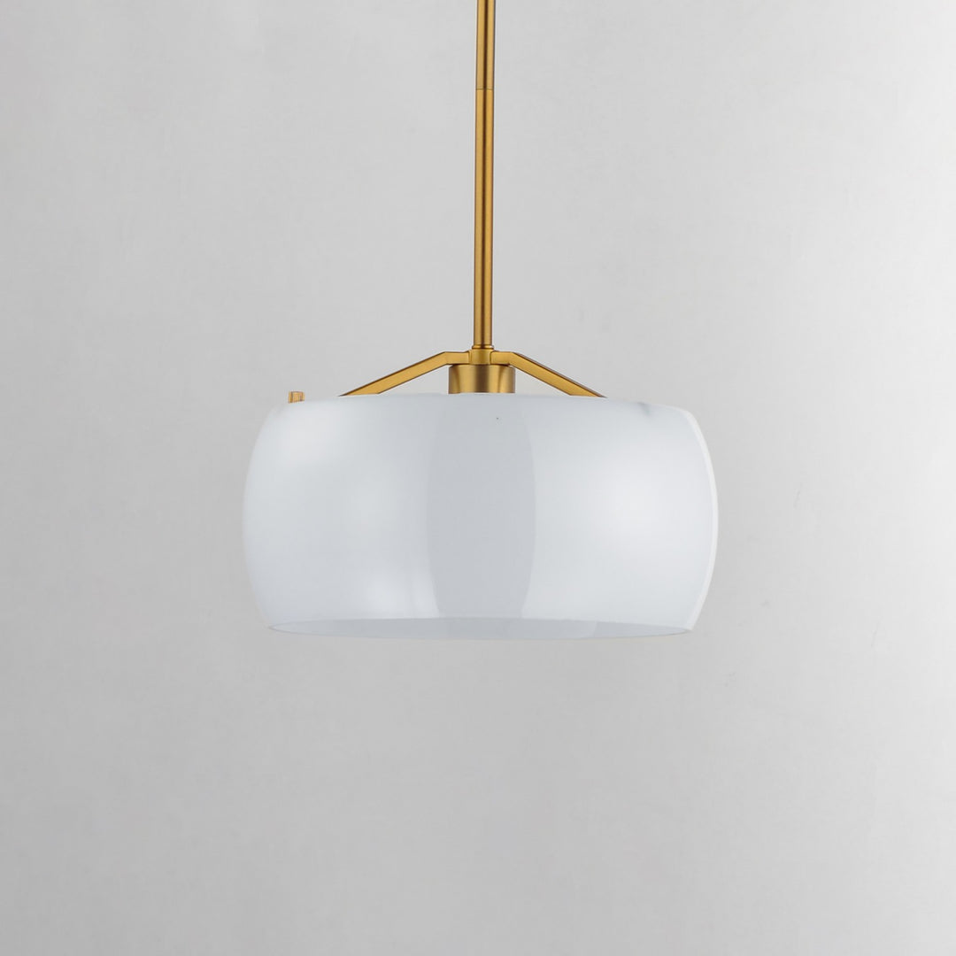 Maxim - 26141WTNAB - One Light Pendant - Glazed - White/Natural Aged Brass