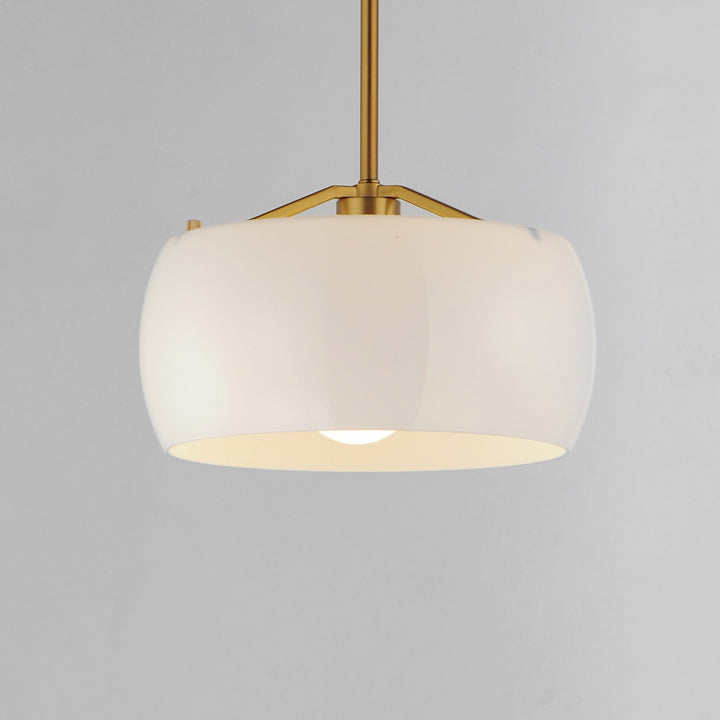 Maxim - 26141WTNAB - One Light Pendant - Glazed - White/Natural Aged Brass