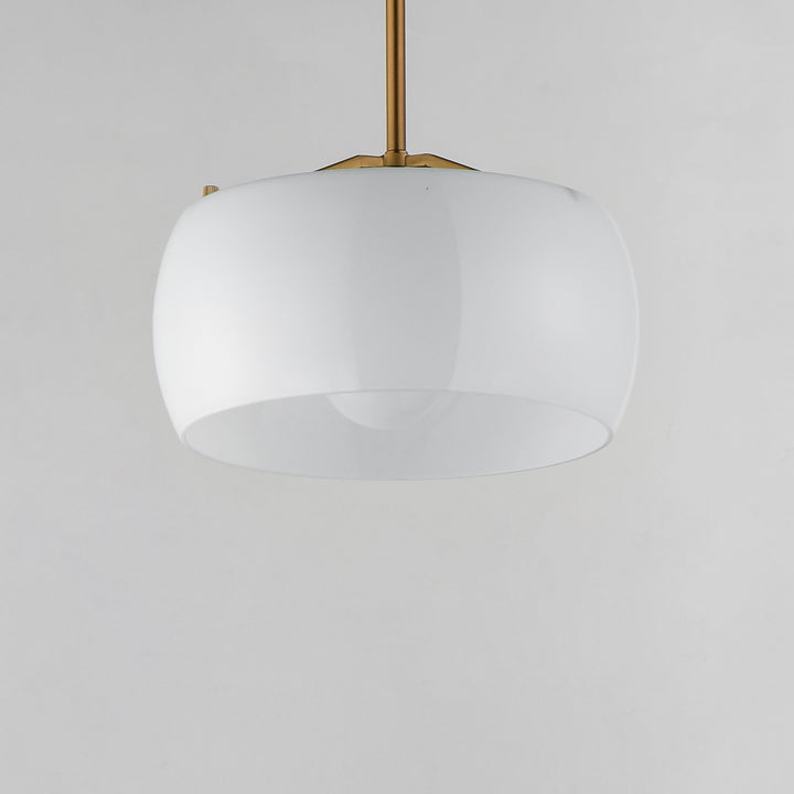 Maxim - 26141WTNAB - One Light Pendant - Glazed - White/Natural Aged Brass