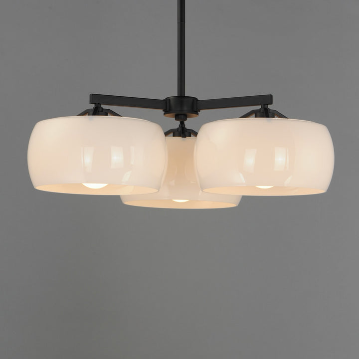 Maxim - 26143WTBK - Three Light Chandelier - Glazed - White / Black