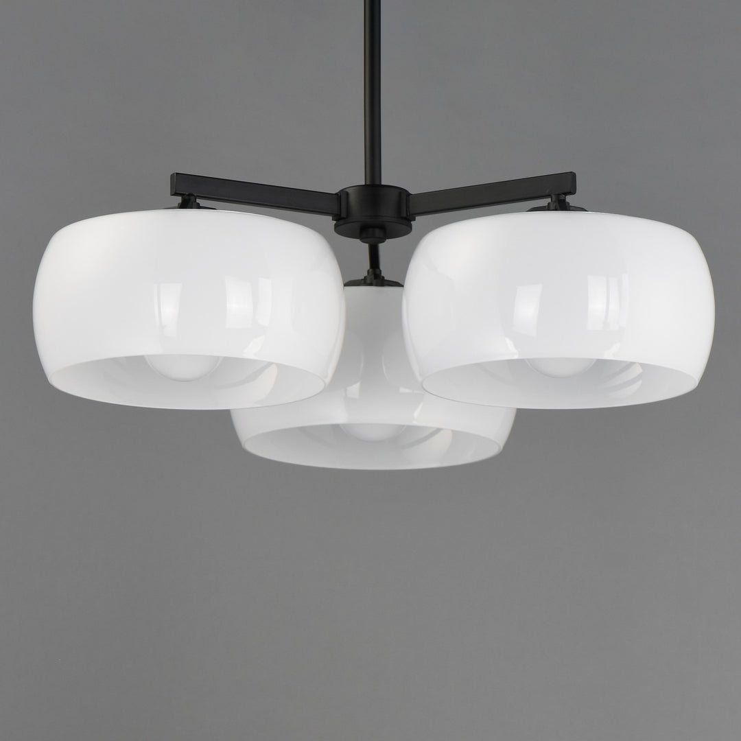 Maxim - 26143WTBK - Three Light Chandelier - Glazed - White / Black