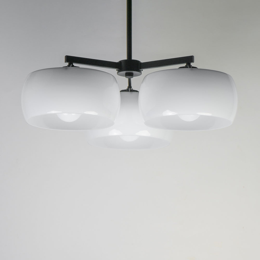 Maxim - 26143WTBK - Three Light Chandelier - Glazed - White / Black