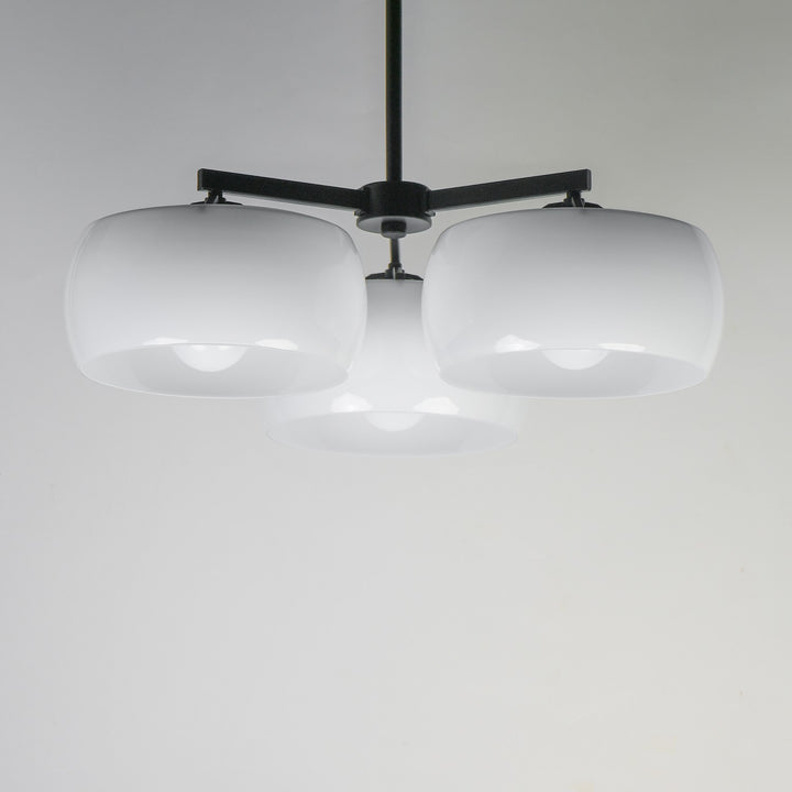 Maxim - 26143WTBK - Three Light Chandelier - Glazed - White / Black