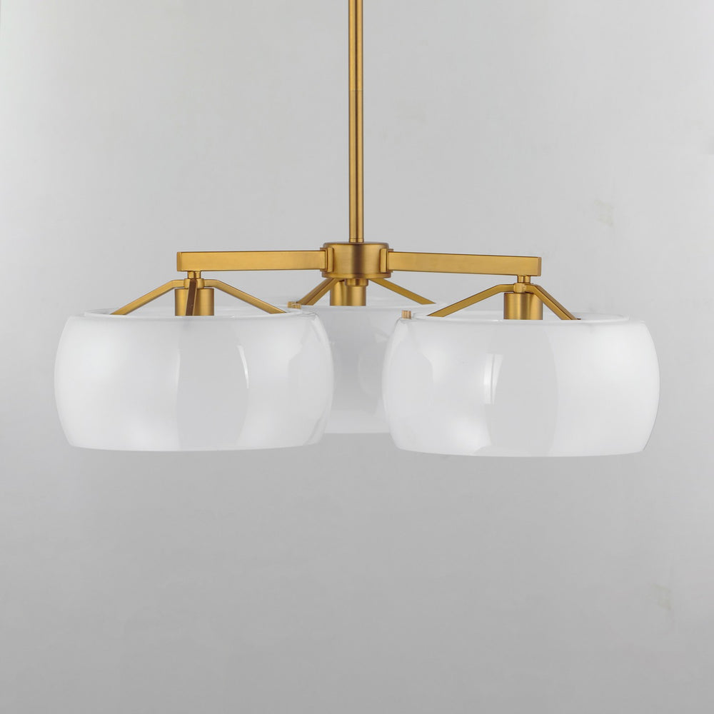 Maxim - 26143WTNAB - Three Light Chandelier - Glazed - White/Natural Aged Brass