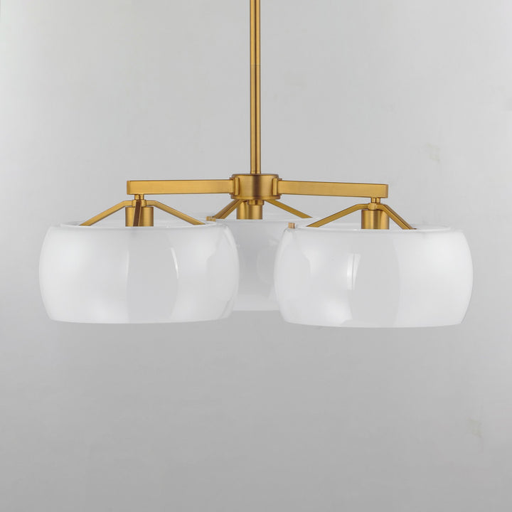 Maxim - 26143WTNAB - Three Light Chandelier - Glazed - White/Natural Aged Brass