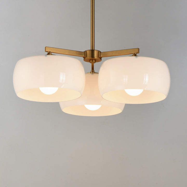 Maxim - 26143WTNAB - Three Light Chandelier - Glazed - White/Natural Aged Brass
