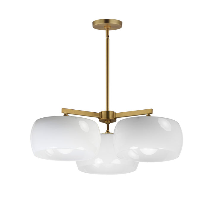Maxim - 26143WTNAB - Three Light Chandelier - Glazed - White/Natural Aged Brass