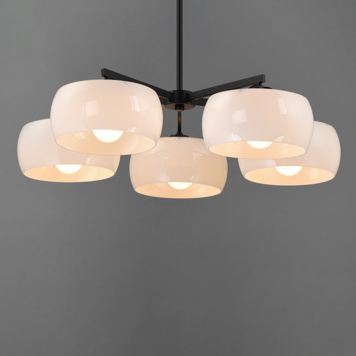 Maxim - 26145WTBK - Five Light Chandelier - Glazed - White / Black
