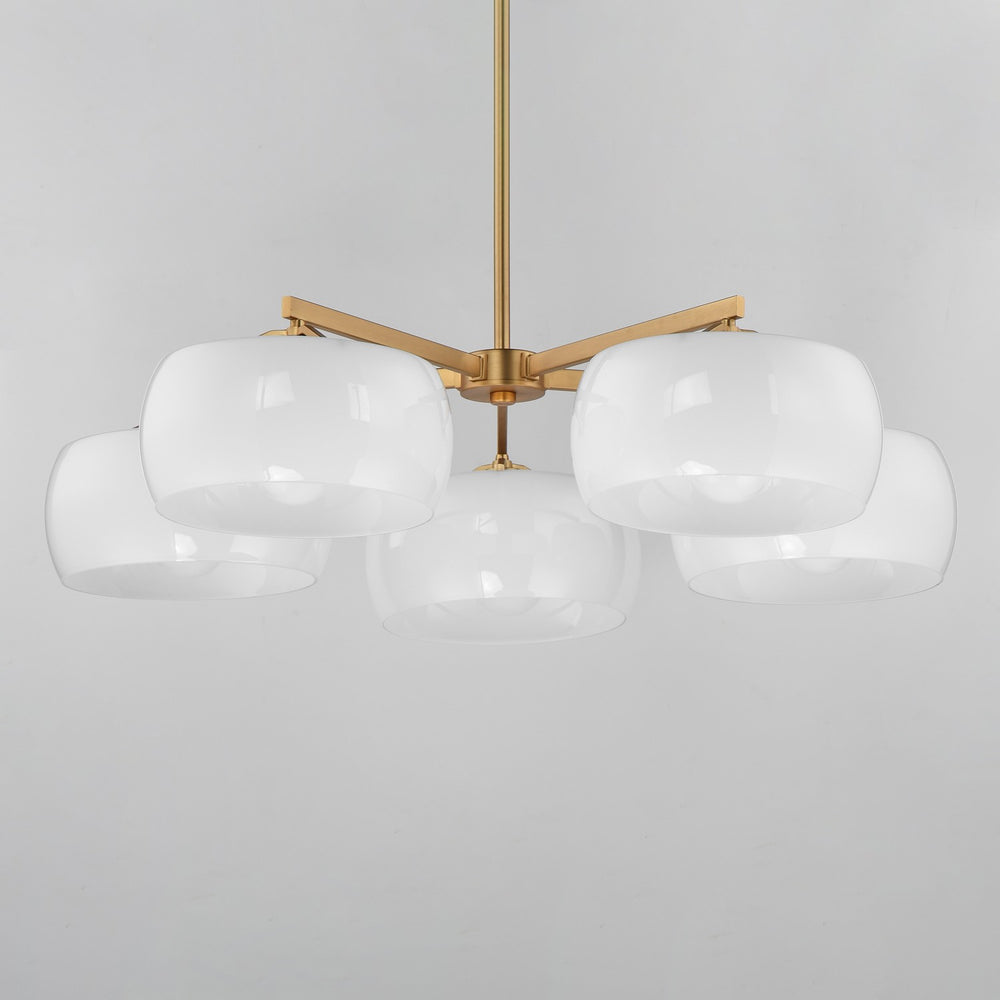 Maxim - 26145WTNAB - Five Light Chandelier - Glazed - White/Natural Aged Brass