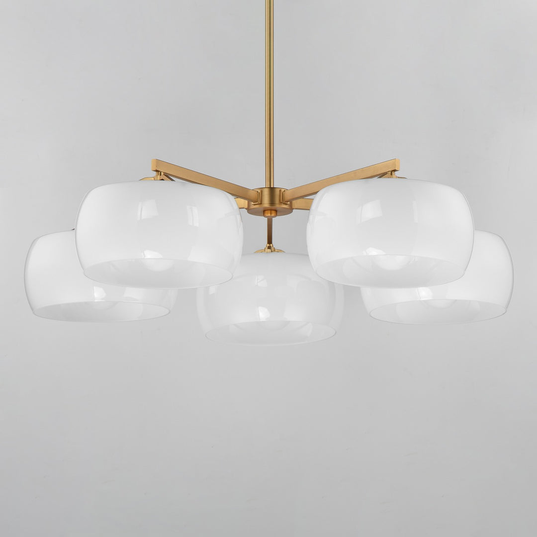 Maxim - 26145WTNAB - Five Light Chandelier - Glazed - White/Natural Aged Brass