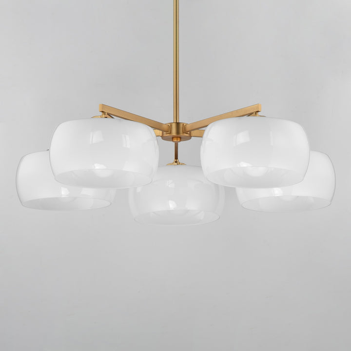 Maxim - 26145WTNAB - Five Light Chandelier - Glazed - White/Natural Aged Brass