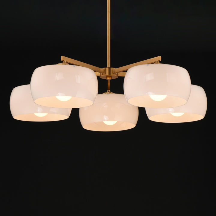 Maxim - 26145WTNAB - Five Light Chandelier - Glazed - White/Natural Aged Brass