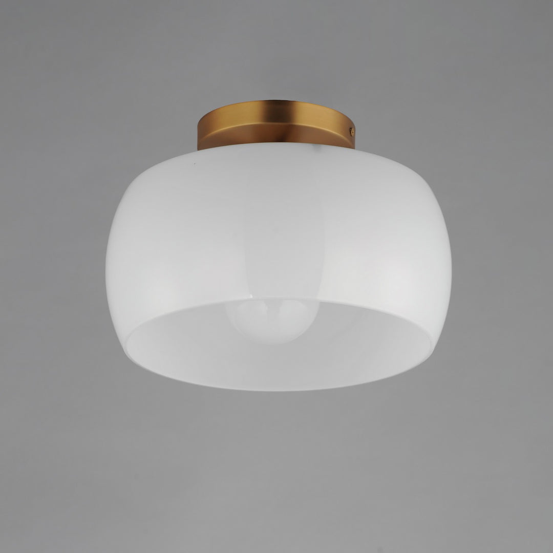 Maxim - 26149WTNAB - One Light Flush Mount - Glazed - White/Natural Aged Brass