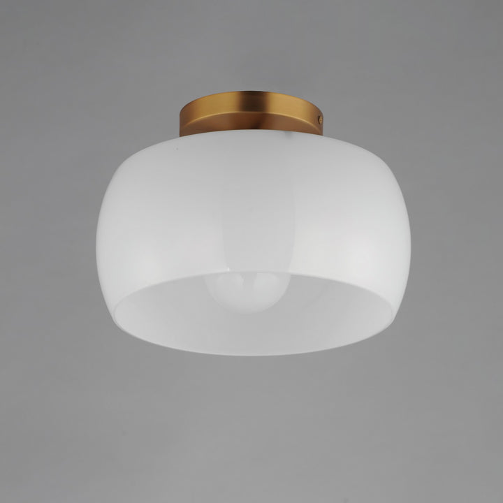 Maxim - 26149WTNAB - One Light Flush Mount - Glazed - White/Natural Aged Brass
