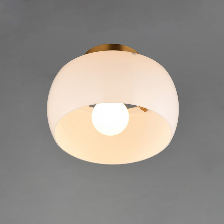 Maxim - 26149WTNAB - One Light Flush Mount - Glazed - White/Natural Aged Brass