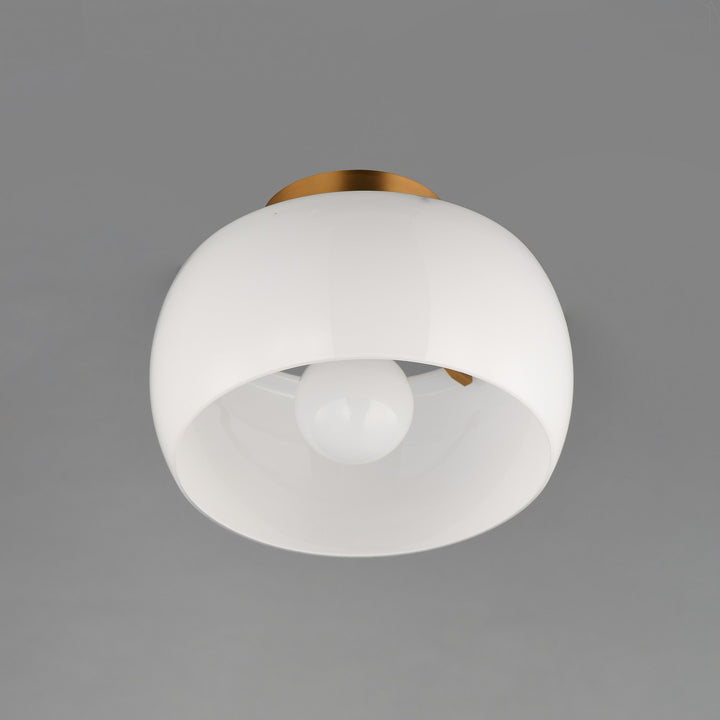 Maxim - 26149WTNAB - One Light Flush Mount - Glazed - White/Natural Aged Brass