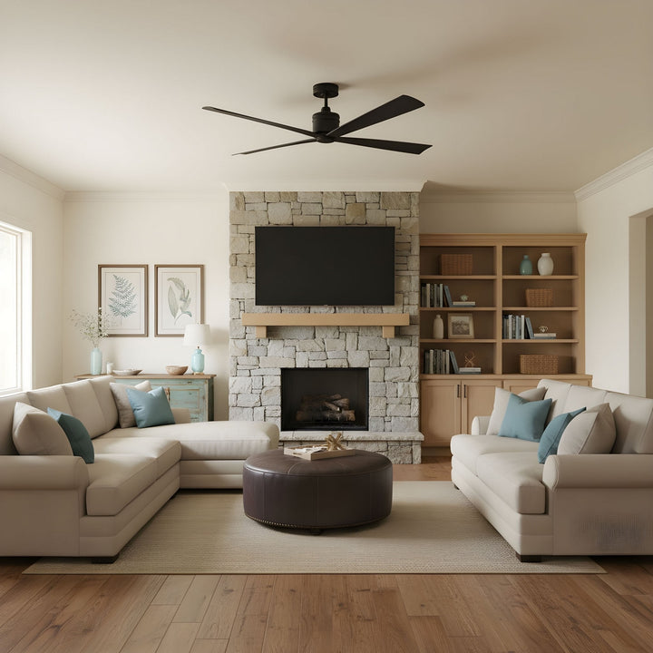 Visual Comfort Fan Canada - 4LNCR72MBK - 72" Ceiling Fan - Launceton - Midnight Black