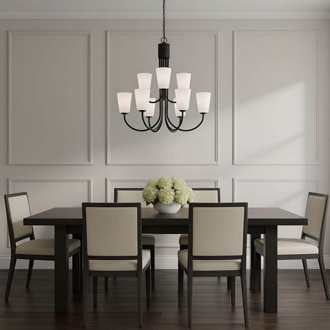 Generation Lighting Canada - GLC1139MBK - Nine Light Chandelier - Miles - Midnight Black