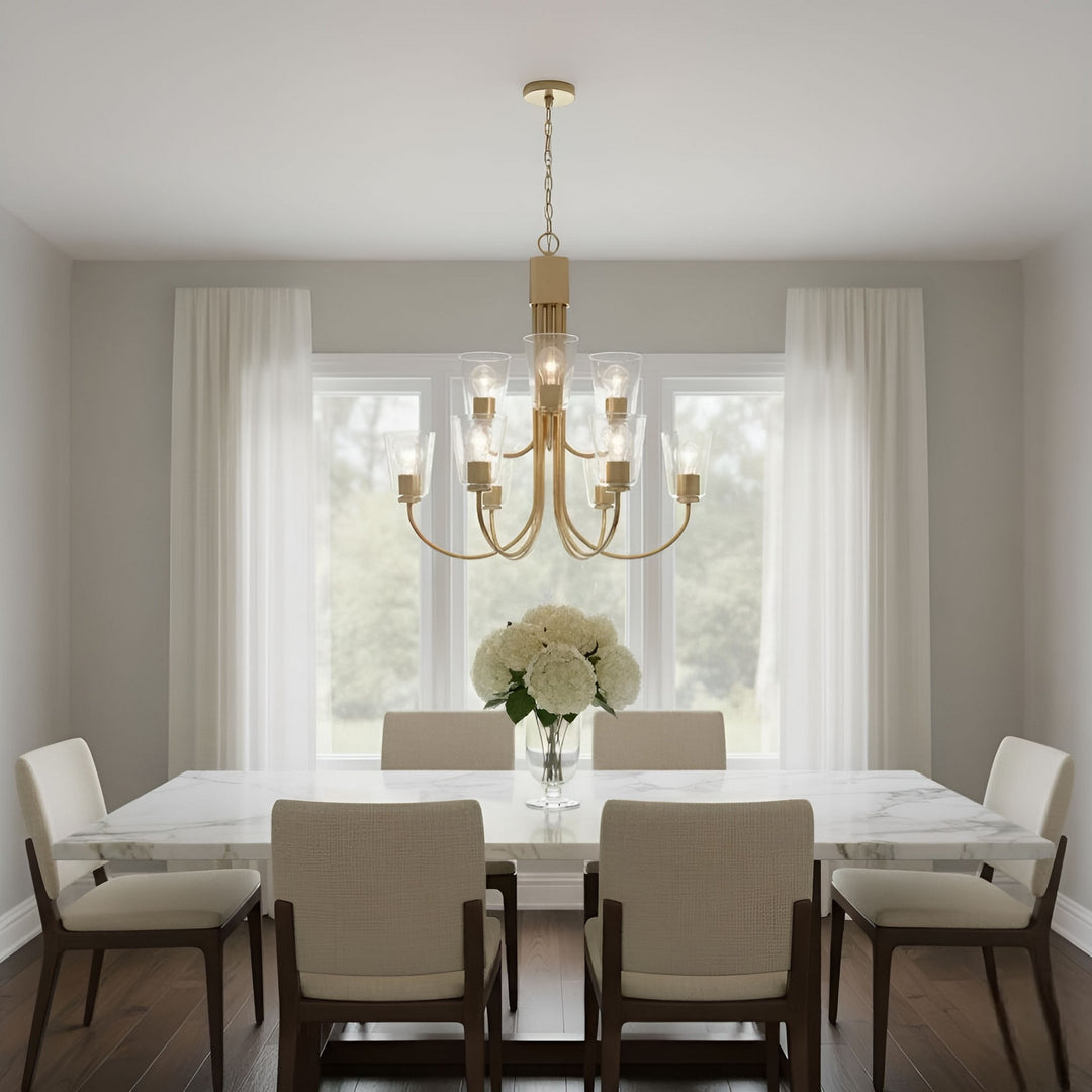 Generation Lighting Canada - GLC1169SB - Nine Light Chandelier - Miles - Satin Brass
