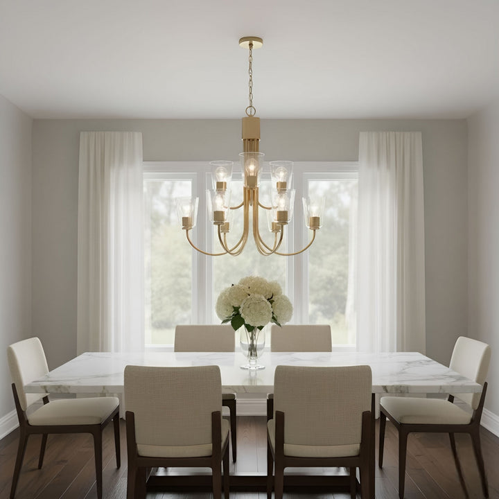 Generation Lighting Canada - GLC1169SB - Nine Light Chandelier - Miles - Satin Brass