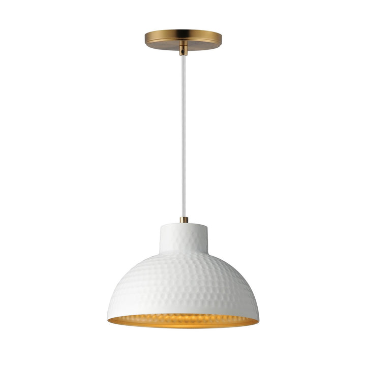 Maxim - 35142WTNAB - One Light Pendant - Rockport - White/Natural Aged Brass