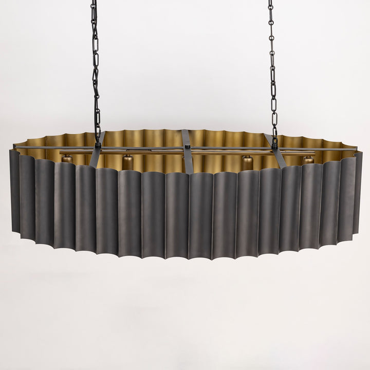 Maxim - 39136GMGLD - Five Light Linear Pendant - Allegra - Gunmetal / Gold