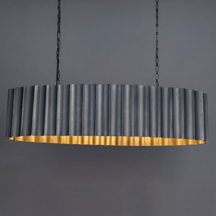 Maxim - 39136GMGLD - Five Light Linear Pendant - Allegra - Gunmetal / Gold