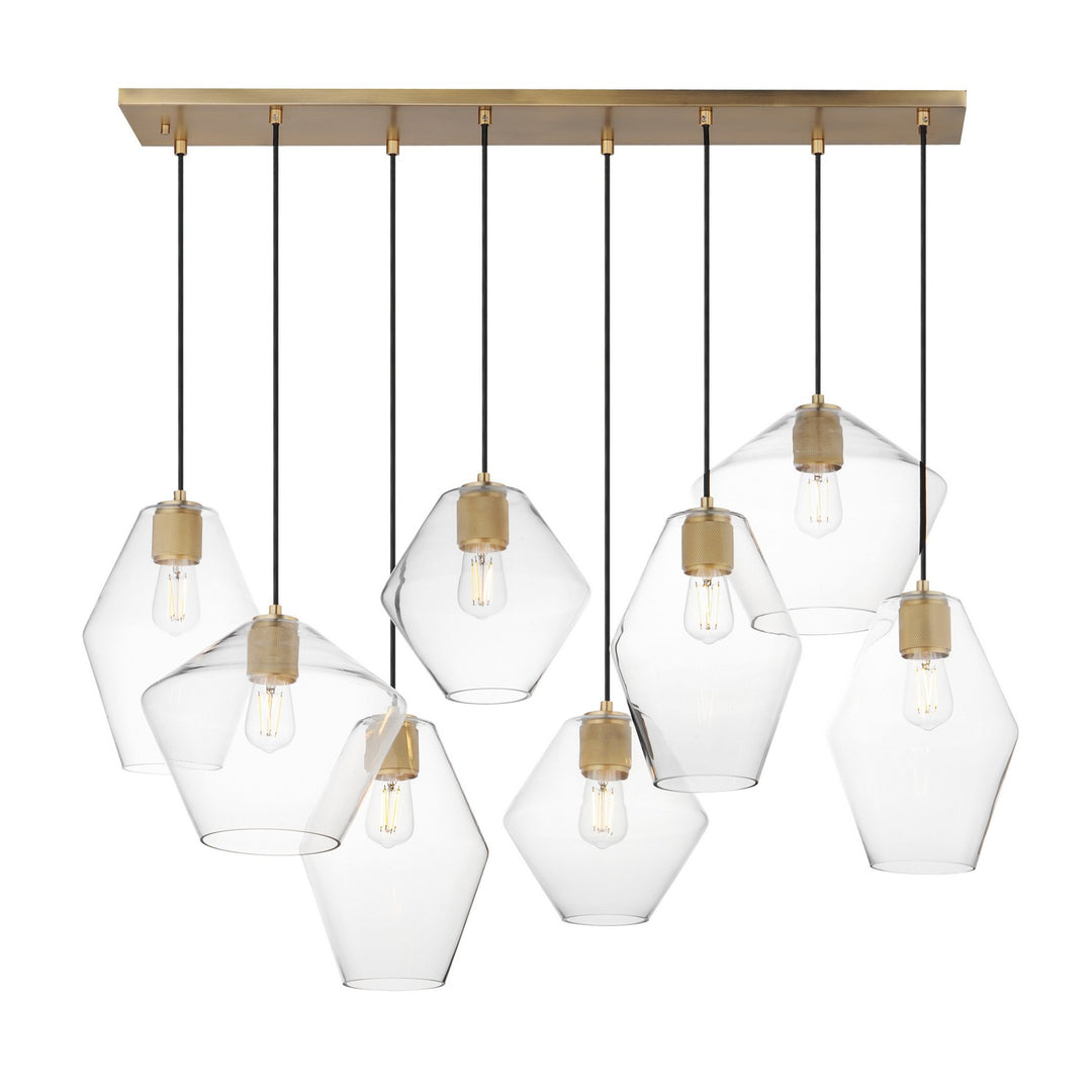Maxim - 21339CLNAB - Eight Light Pendant - Geode - Natural Aged Brass