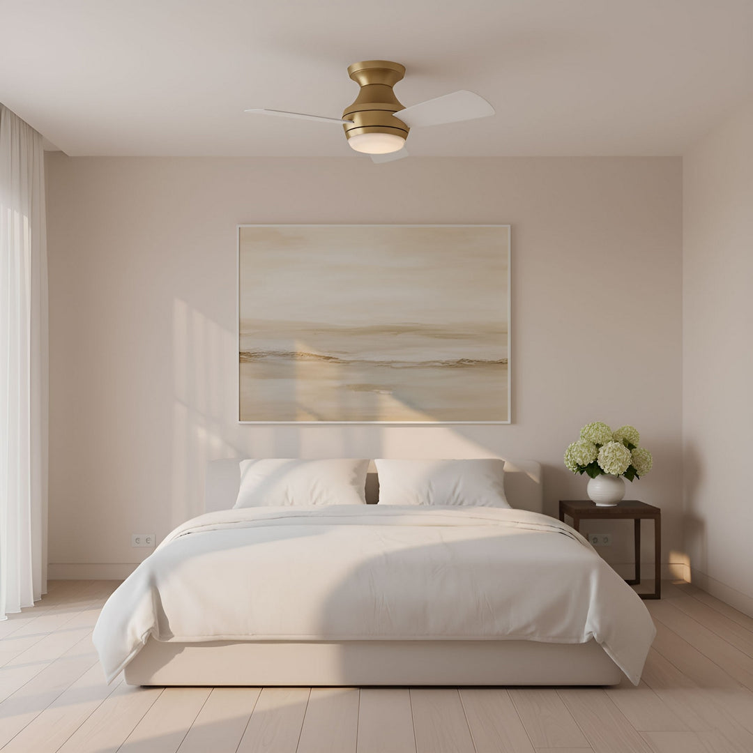 Visual Comfort Fan Canada - 3IKHR32BBSD - 32" Ceiling Fan - Ikon 32 Hugger LED - Burnished Brass