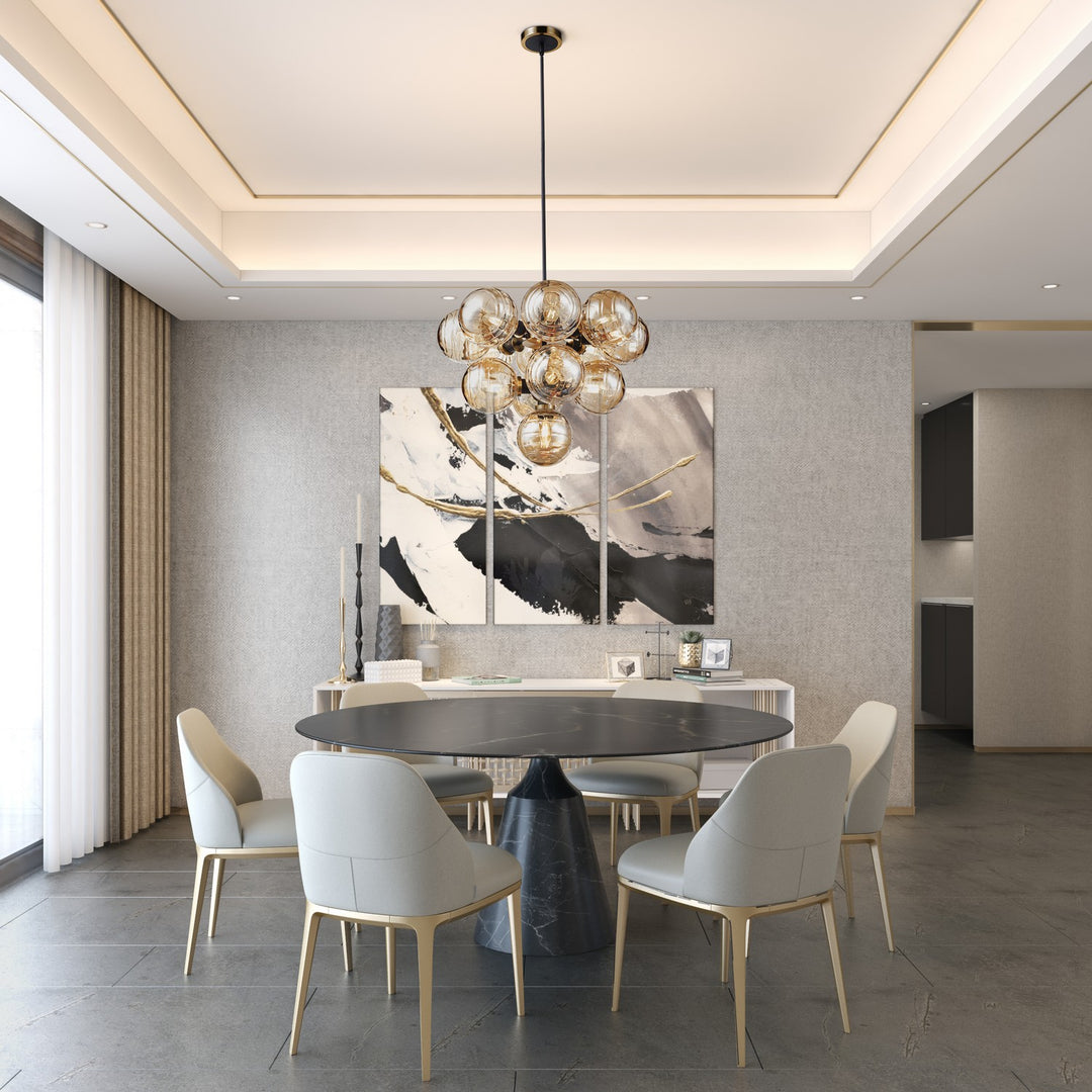 Gem 13 Light Chandelier in Black and Brushed Brass - available from The Lighting Shoppe, trusted by Canadian homeowners