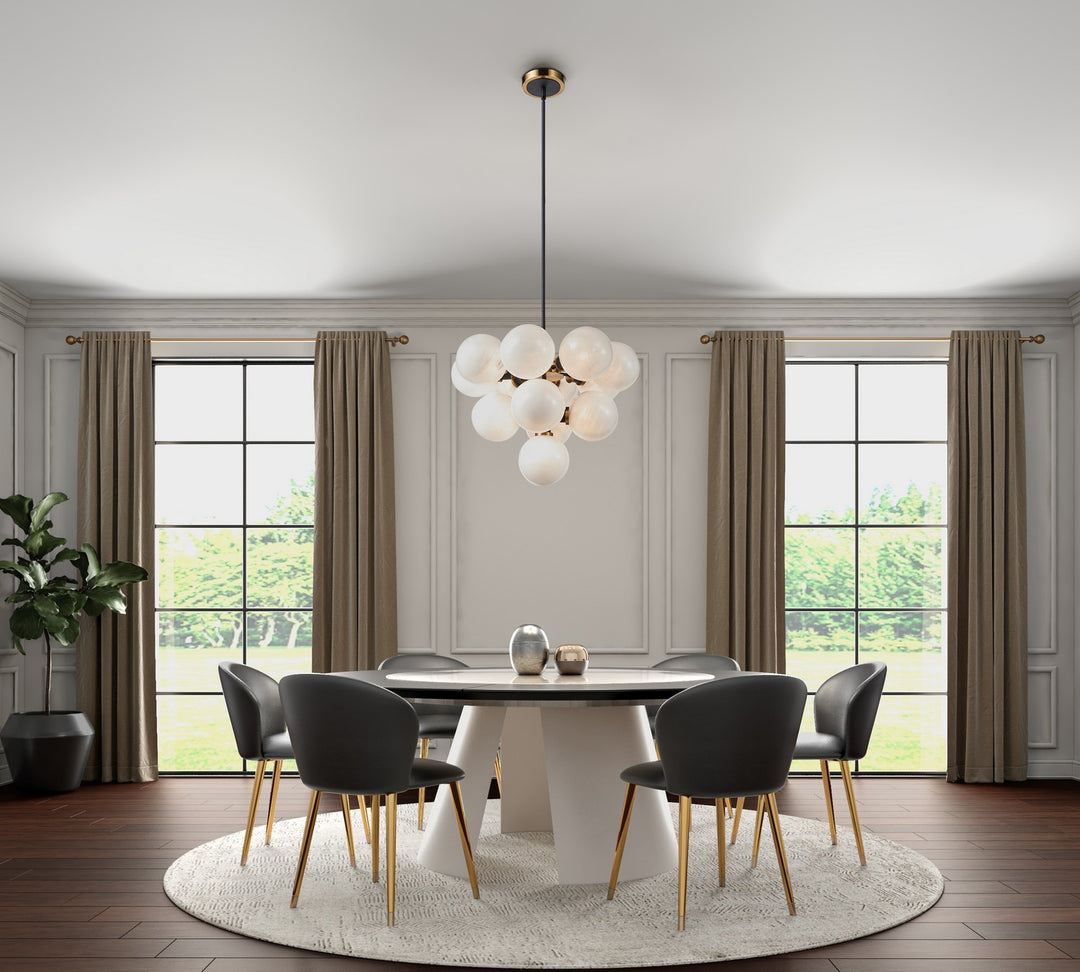 Gem 13 Light Chandelier in Black and Brushed Brass - available from The Lighting Shoppe, trusted by Canadian homeowners